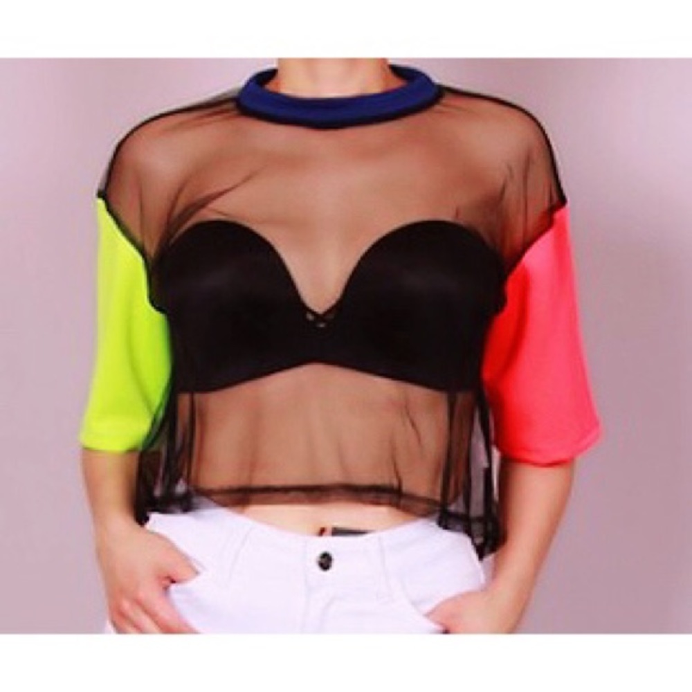 Sheer colored multi top